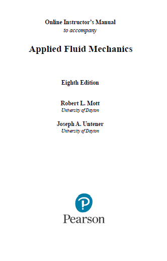 Solution Manual Applied Fluid Mechanics (8th edition) - Pdf
